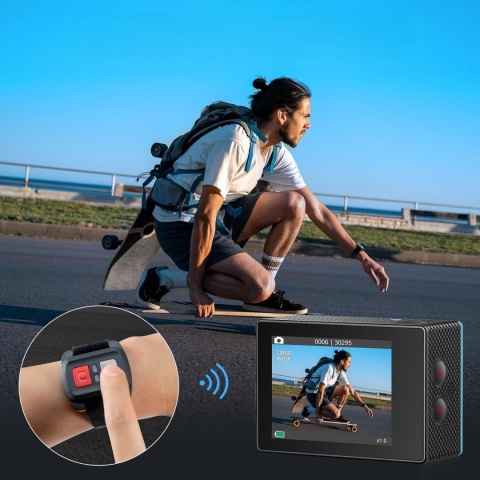 AKASO EK7000 KAMERA SPORTOWA WODOODPORNA 4K FULL HD 1080P 12MP DODATKOWA BATERIA + AKCESORIA MONTAŻOWE