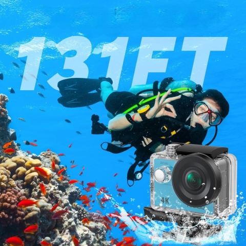 AKASO EK7000 KAMERA SPORTOWA WODOODPORNA 4K FULL HD 1080P 12MP DODATKOWA BATERIA + AKCESORIA MONTAŻOWE