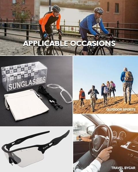 BANGLONG OKULARY ROWEROWE SPORTOWE SAMOBARWNE UNISEX OCHRONA UV400