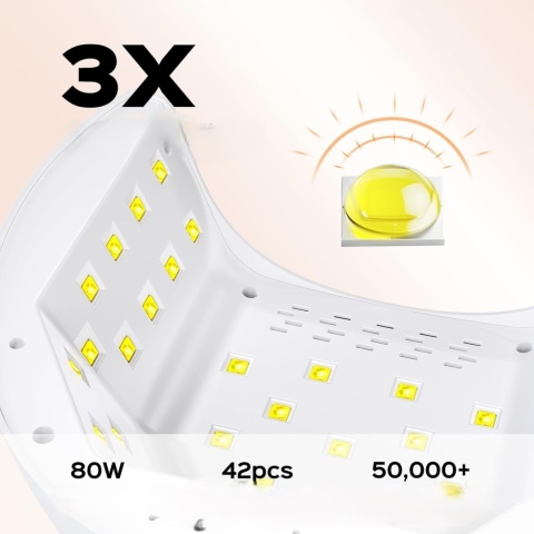 BOLASEN PROFESJONALNA LAMPA UV DO PAZNOKCI ŻELOWYCH PRAWDZIWA LAMPA LED 80W