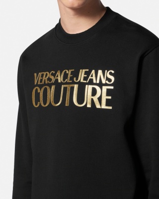 Bluza Versace Jeans Couture Męska XL Czarna Ze Złotym Nadrukiem Oryginalna
