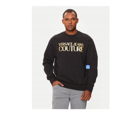 Bluza Versace Jeans Couture Męska XL Czarna Ze Złotym Nadrukiem Oryginalna