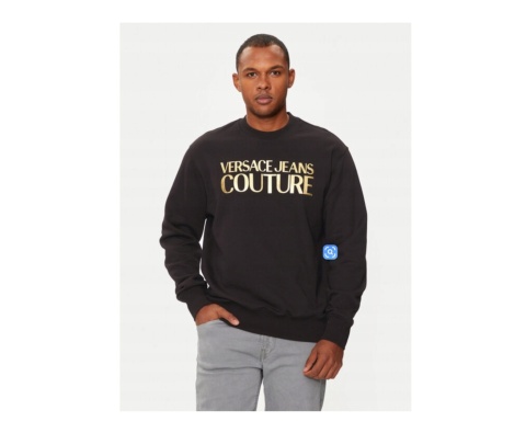 Bluza Versace Jeans Couture Męska XL Czarna Ze Złotym Nadrukiem Oryginalna