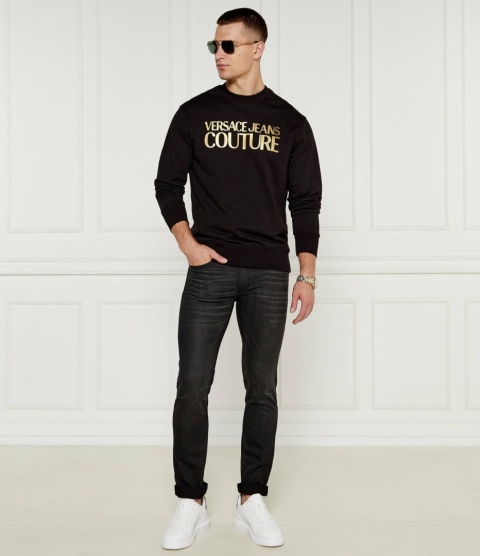 Bluza Versace Jeans Couture Męska XL Czarna Ze Złotym Nadrukiem Oryginalna