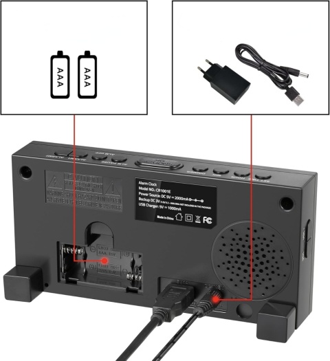 Budzik Cyfrowy LED MCSQUUL CR1001E USB