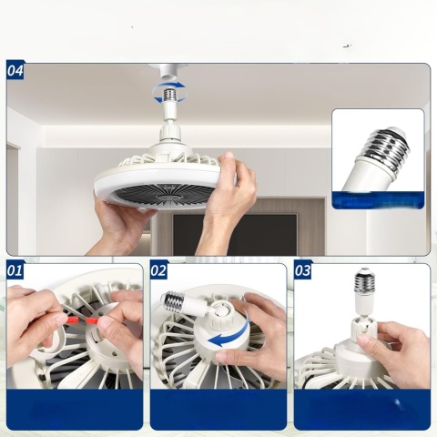 CICHY WENTYLATOR SUFITOWY ZE ŚWIATŁEM LED 30 W, 3 PRĘDKOŚCI E27 Z PILOTEM