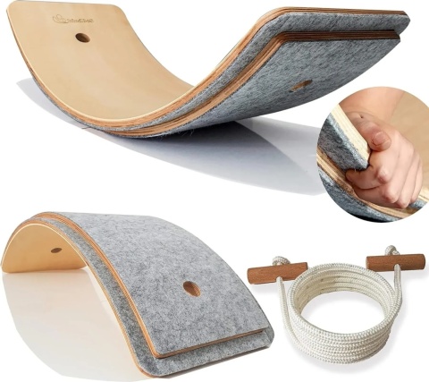 DESKA DO BALANSOWANIA KİNDBOS Z DREWNA Z OCHRONĄ PALCÓW DLA DZIECI 80x30 CM