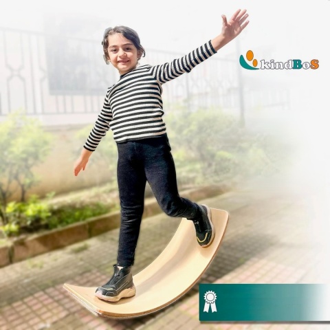 DESKA DO BALANSOWANIA KİNDBOS Z DREWNA Z OCHRONĄ PALCÓW DLA DZIECI 80x30 CM