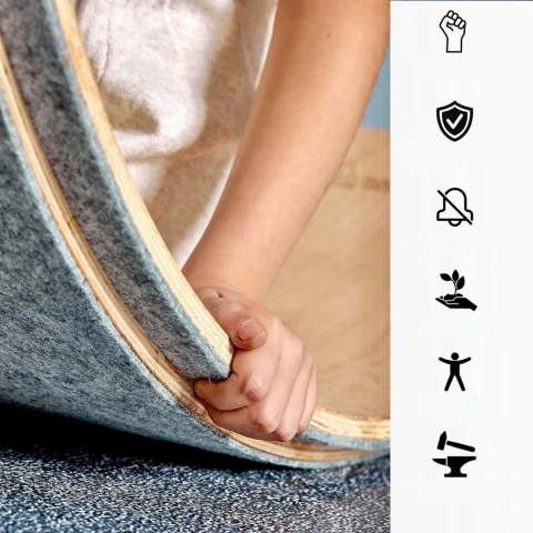 DESKA DO BALANSOWANIA KİNDBOS Z DREWNA Z OCHRONĄ PALCÓW DLA DZIECI 80x30 CM