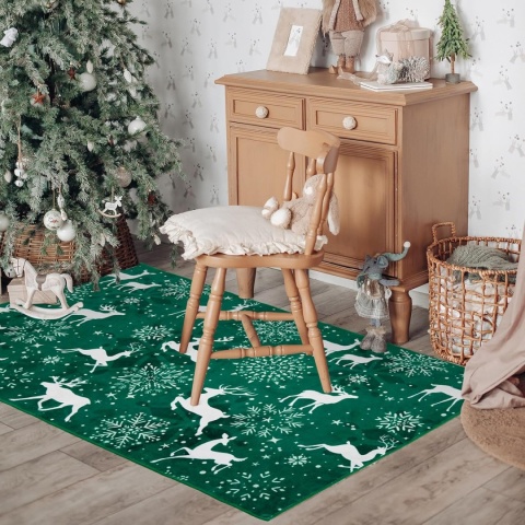 Dywan Świąteczny Dywanik Święta Carvapet 90 x 150 cm Antypoślizgowy Renifer