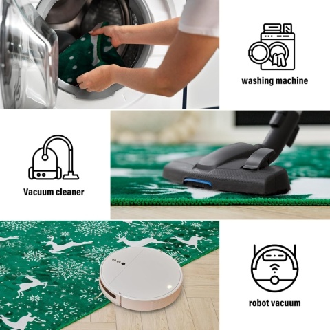 Dywan Świąteczny Dywanik Święta Carvapet 90 x 150 cm Antypoślizgowy Renifer