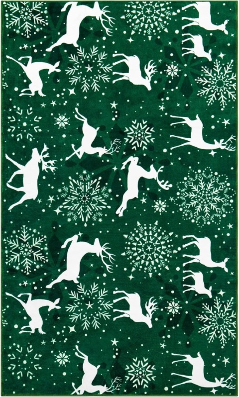 Dywan Świąteczny Dywanik Święta Carvapet 90 x 150 cm Antypoślizgowy Renifer