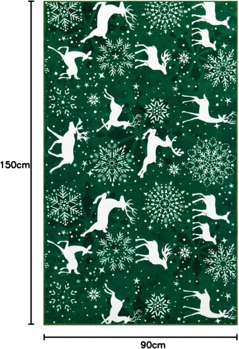 Dywan Świąteczny Dywanik Święta Carvapet 90 x 150 cm Antypoślizgowy Renifer