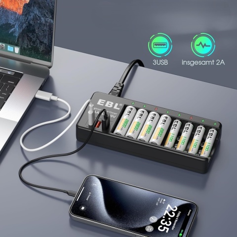 EBL INTELIGENTNA ŁADOWARKA DO BATERII AA AAA 9 V