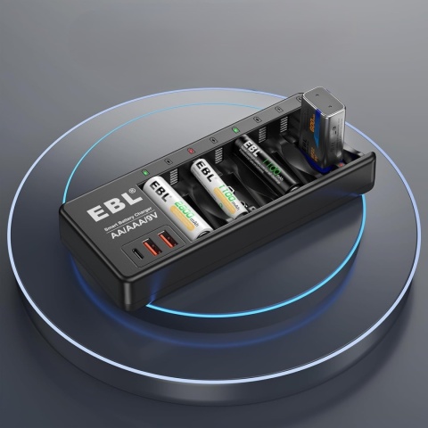 EBL INTELIGENTNA ŁADOWARKA DO BATERII AA AAA 9 V
