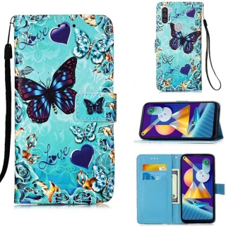 Etui Z Klapką Na Samsung Galaxy A11 M11 Skóra Do Telefonu PU 3D Motyl