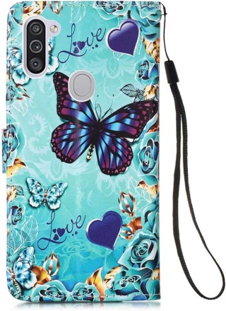 Etui Z Klapką Na Samsung Galaxy A11 M11 Skóra Do Telefonu PU 3D Motyl