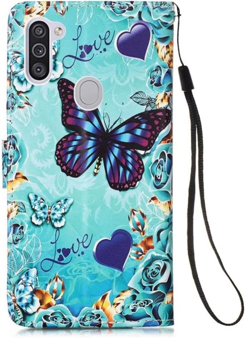 Etui Z Klapką Na Samsung Galaxy A11 M11 Skóra Do Telefonu PU 3D Motyl