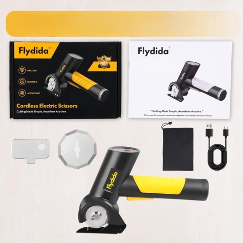 FLYDIDA AKUMULATOROWE NOŻYCZKI DO PAPIERU TEKTURY DYWANÓW SKÓRY 4 V 2 OSTRZA