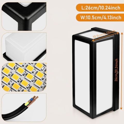 HIGHSAM LAMPY ŚCIENNE ZEWNĘTRZNE Z CZUJNIKIEM RUCHU 24W CIEPŁA BIEL 3000 K