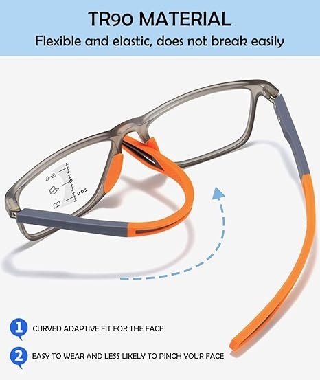 KOOSUFA PROGRESYWNE OKULARY ANTYNIEBIESKIE OKULARY DO CZYTANIA Z OŚWIETLENIEM MĘŻCZYŹNI ULTRALIGHT 1.0