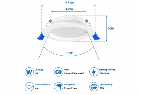 LAMPKI SUFITOWE LED ZESTAW UISEBRT 20x 5W 2700-3200K CIEPŁY BIAŁY