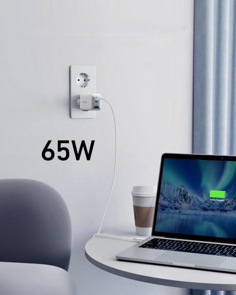 Ładowarka Sieciowa Anker 65W GaN 3 PowerPort Nano II USB-C x2 USB-A Biała