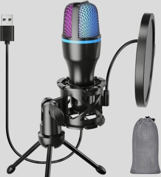 MIKROFON USB DO KOMPUTERA POJEMNOŚCIOWY DO PODCASTÓW ZE STATYWEM ORYGINALNY