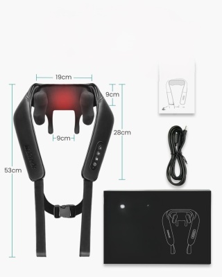 NEKTECK BEZPRZEWODOWE URZĄDZENIE DO MASAŻU KARKU SZYI I PLECÓW SHIATSU Z OGRZEWANIEM