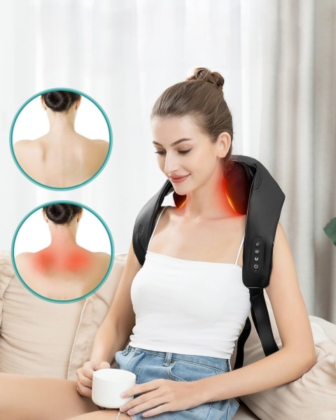 NEKTECK BEZPRZEWODOWE URZĄDZENIE DO MASAŻU KARKU SZYI I PLECÓW SHIATSU Z OGRZEWANIEM