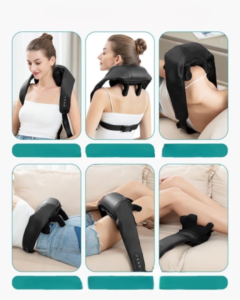 NEKTECK BEZPRZEWODOWE URZĄDZENIE DO MASAŻU KARKU SZYI I PLECÓW SHIATSU Z OGRZEWANIEM