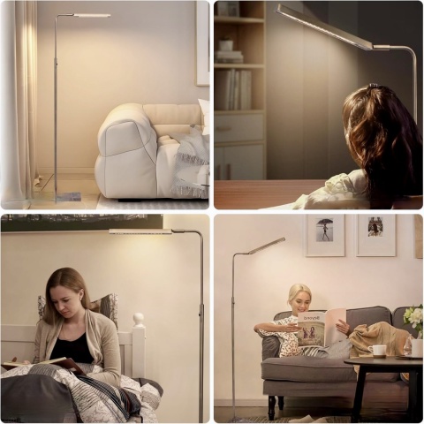 NOWOCZESNA LAMPA PODŁOGOWA LED Z FUNKCJĄ ŚCIEMNIANIA I MARMUROWĄ PODSTAWĄ