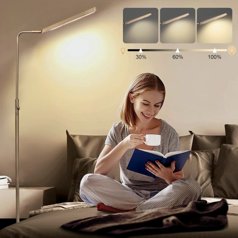 NOWOCZESNA LAMPA PODŁOGOWA LED Z FUNKCJĄ ŚCIEMNIANIA I MARMUROWĄ PODSTAWĄ