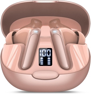 PUQO EV68 SŁUCHAWKI AI TŁUMACZ BLUETOOTH 5.3 164 JĘZYKI Z APKĄ AI 48H RÓŻOWE ZŁOTO