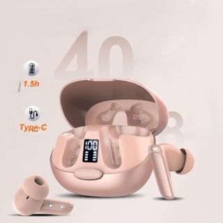 PUQO EV68 SŁUCHAWKI AI TŁUMACZ BLUETOOTH 5.3 164 JĘZYKI Z APKĄ AI 48H RÓŻOWE ZŁOTO