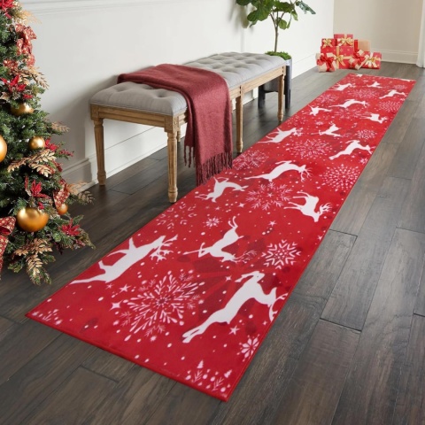 Dywan Święta Boże Narodzenie Carvapet Dywanik 60 x 300 cm Antypoślizgowy
