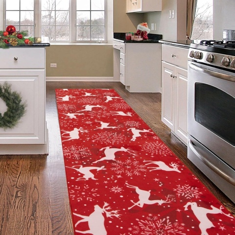Dywan Święta Boże Narodzenie Carvapet Dywanik 60 x 300 cm Antypoślizgowy
