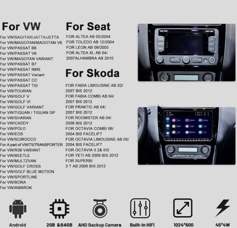 Radio Samochodowe Android Caplay Hikity GOLF 5 6 PASSAT B6 B7 TIGUAN TOURAN