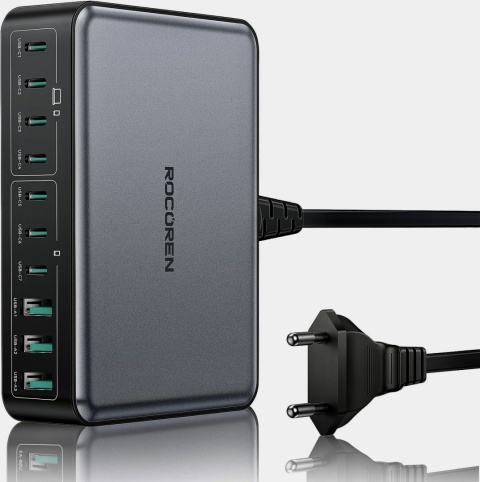 Stacja Ładująca Ładowarka Rocoren 480W 10-Portowa GaN Do Laptopów QC4.0 PPS