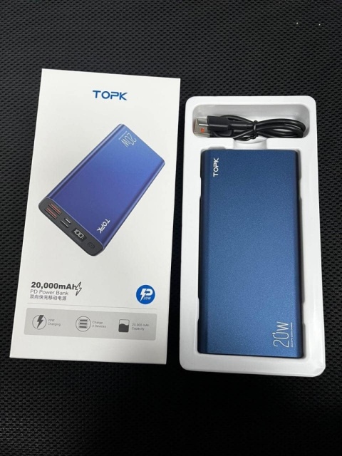 TOPK POWERBANK 20000MAH SZYBKA PRZENOŚNA ŁADOWARKA USB C 20W LED WYŚWIETLACZ