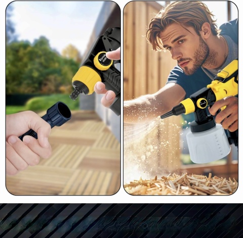 TULIPGRIL PISTOLET MALARSKI NATRYSKOWY AKUMULATOROWY PORZĄDNY 5 DYSZ 1400ML