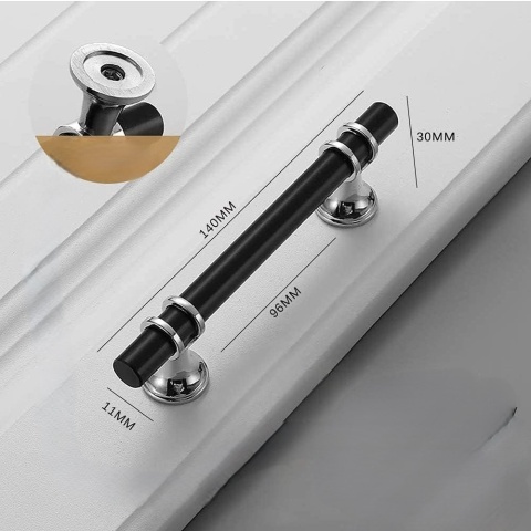 UCHWYT MEBLOWY 4-CZĘŚCIOWY CZARNE UCHWYTY DO MEBLI DO DRZWI MEBLE KUCHENNE SZUFLADY SZAFY ZE STOPU ALUMINIUM