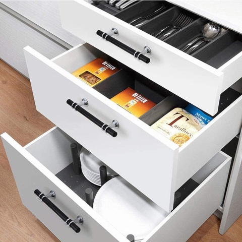 UCHWYT MEBLOWY 4-CZĘŚCIOWY CZARNE UCHWYTY DO MEBLI DO DRZWI MEBLE KUCHENNE SZUFLADY SZAFY ZE STOPU ALUMINIUM