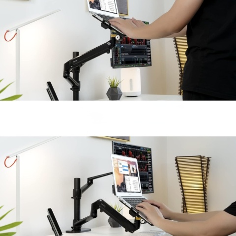 VIOZON UCHWYT NA MONITOR I LAPTOP 2W1 REGULOWANY PODWÓJNY STOJAK NA BIURKO