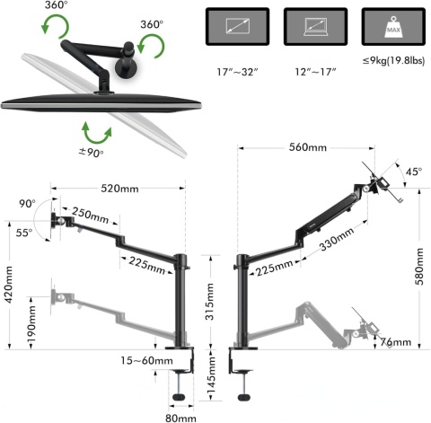 VIOZON UCHWYT NA MONITOR I LAPTOP 2W1 REGULOWANY PODWÓJNY STOJAK NA BIURKO