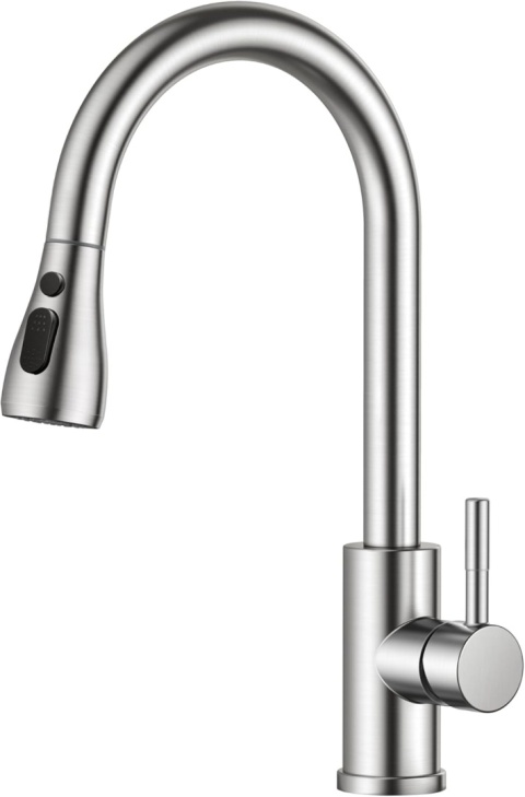 BATERIA KUCHENNA WYCIĄGANA WYLEWKA INOX ELASTYCZNA KRAN OBROTOWA