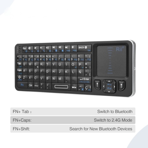 Klawiatura Mini Bluetooth Rii K06 2,4 GHz Touchpad Podświetlana