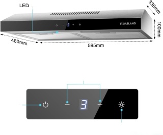 Okap kuchenny Gasland SR60SS Chef stal nierdzewna 60 cm 202 m³/h 3 stopnie