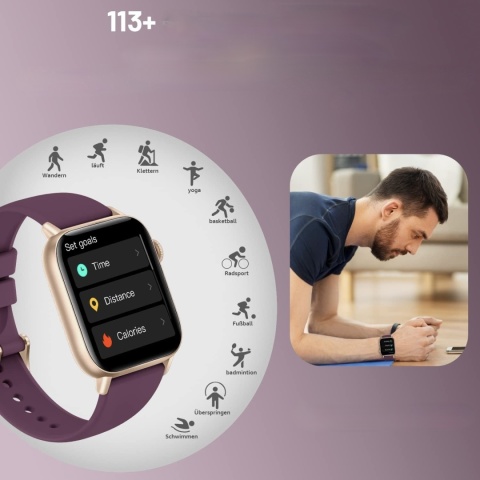 Smartwatch Męski Damski Zegarek Smart Watch Aswee Fitness Tracker 1,85 HD
