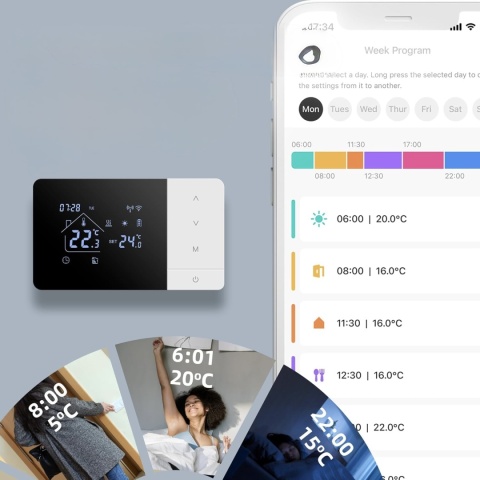 Termostat WiFi Do Kotła Gazowego BEOK Controls Programowalny Sterowanie